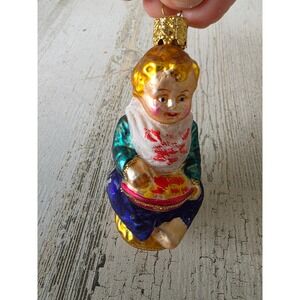 Vintage Christborn little jack horner child pie eating glass ornament Xmas tree